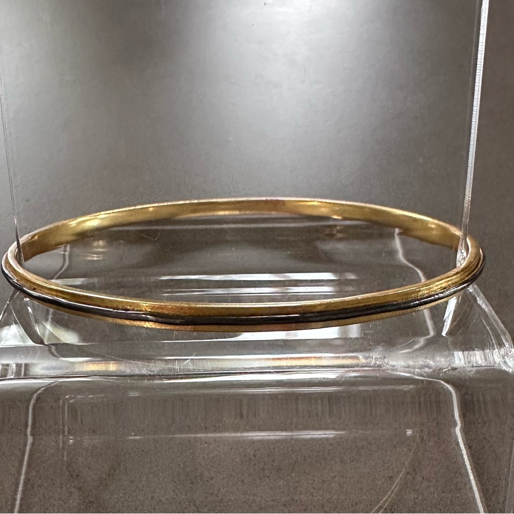 Julie Vos Thin 24K Plated Gold Bangle with Black Detail
